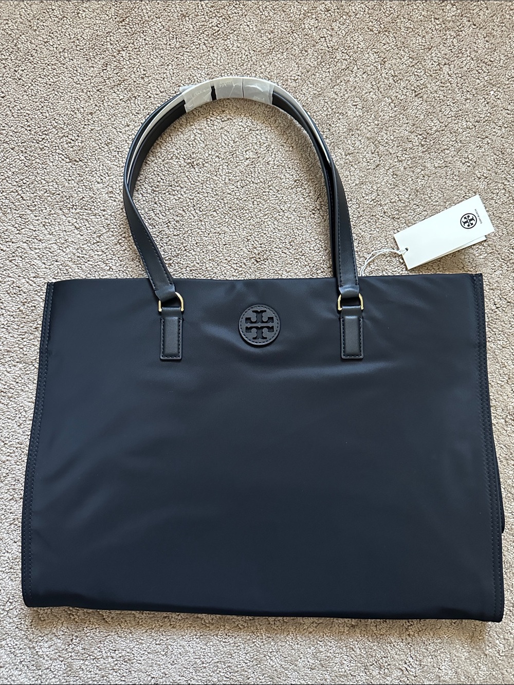 Tory Burch Black Nylon Logo Tote